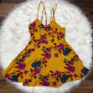 Free People Intimately Mustard Color Floral Dress size Medium